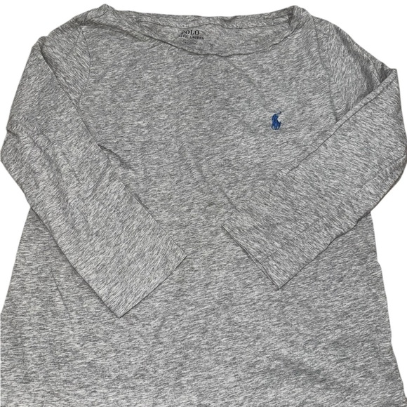 Ralph Lauren Tops - Ralph Lauren Heather Gray Crewneck Tee with Navy Logo